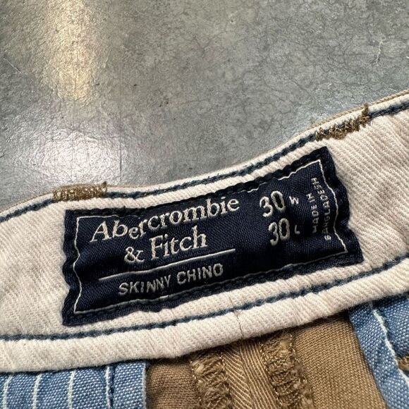 Abercrombie & Fitch Tan Men’s Size 30x27.5 Skinny Chino Cotton Blend Preppy - Picture 11 of 16